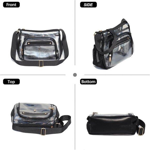 Spacious Clear Crossbody Tote for Women - Ideal for Events, Adjustable 24" Strap - Picture 7 of 7